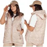 Dámská prošívaná vesta s kapucí asymetrická zlatá TY4117 - XL