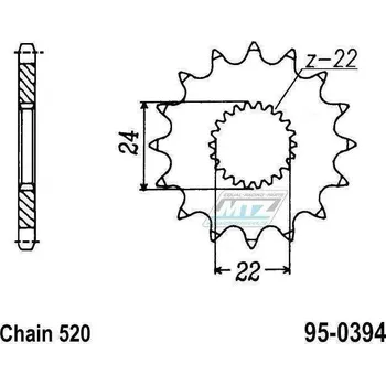 Kolečko řetězové (pastorek) 0394-14zubů MTZ - Aprilia Climber 240 + Climber 280 + Climber 300 + 125RS + 125 Red Rose + 125 Pegaso + 125RX + 125 Tuareg + 125 Tuono + 125 AFI + 125SX + 125MX + 125RX + B 95-0394-14