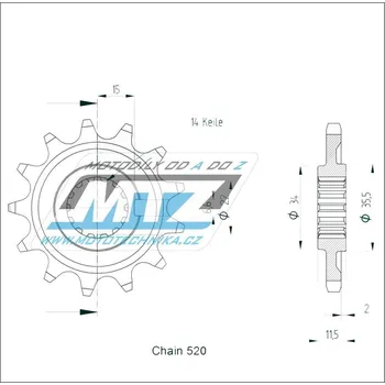 Kolečko řetězové (pastorek) 95-SHE3-12zubů MTZ - Sherco SE250+SE300 / 14-20 + SE450F+SE500F / 04-22 95-SHE3-12