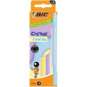 Długopis Cristal Pastel 1mm czarny 3szt BIC