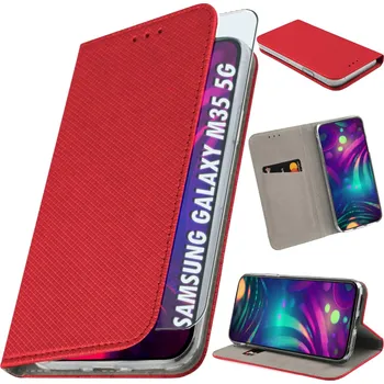 Pouzdro na mobilní telefon Flipové pouzdro pro SAMSUNG GALAXY M35 5G Kryt + Sklo 9H ZAVÍRACÍ