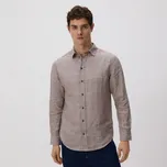 Reserved - Lněná košile regular fit - hnědá - 004IS-88P - 004IS-88P-XL