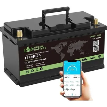 Trakční baterie Baterie LiFePO4 12,8V 150Ah, 1920Wh, Lithium-železo-fosfátová baterie, smart BMS, s autokonektory (Náhrada za trakční baterie, lithiová baterie, BMS, LiFePO4 baterie, solární baterie)