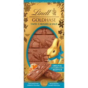 Cukrovinka Lindt Goldhase mléčná čokoláda se slaným karamelem 120 g