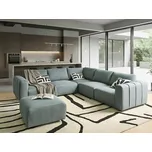 Modulární pohovka s taburetem zelené čalounění 4místná levostranná rohová pohovka s polštáři moderní minimalistický styl obývací pokoj Beliani