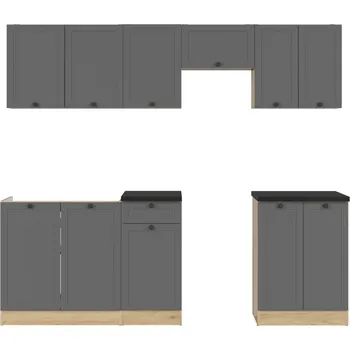 Kuchyňská linka Kuchyňská linka Junona Line 230 cm - Black Red White - BRW 230x cm