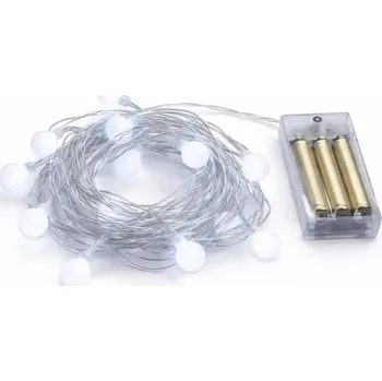 Vánoce DECOLED LED světýlka na baterie 2,1 m, ledově bílá, 10 diod, IP20 interiér, 3× AA