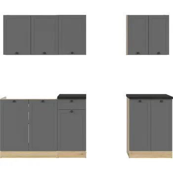 Kuchyňská linka Kuchyňská linka Junona Line A 180 cm s pracovní deskou - Black Red White - BRW 180x cm