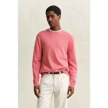 Pánský svetr SVETR GANT COTTON BLEND C-NECK ROSE PINK