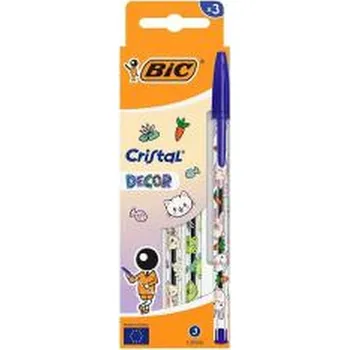 Długopis Cristal Kawaii 1mm niebieski 3szt BIC