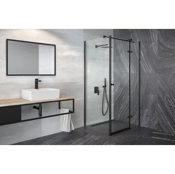 Hopa Pixa Black Čtvercový sprchový kout 90 cm, otevírací, pravé, Černá / Transparent, BCPIXA90CTVEPB