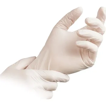 Rukavice na úklid Vulkan Dona Sensitive latexové jednorázové rukavice velikost L, 100 ks