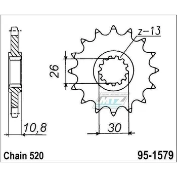 Kolečko řetězové (pastorek) 1579-17zubů MTZ - Yamaha YZFR1 + YZF-R1 + FZ1 YAMAHA YZF-R1 1998-2017
