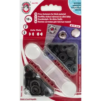 Knoflík KOH-I-NOOR AUTO-MOTO černý nikl hladký (Knoflík - druk nýtovací KOH-I-NOOR Auto-Moto 15mm černý nikl hladký )