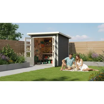 Zahradní stavba dřevěný domek KARIBU STOCKACH 2 (77874) terragrau