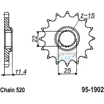 Kolečko řetězové (pastorek) 1902-16zubů MTZ - KTM LC4 350+400+600+620+625+640 + 400+620+640 Duke + 625+660 SMC + 690 Enduro+690Duke+690SMC + 790+890 Adventure + 790+890 Duke + Husqvarna 701 Enduro+Sup 95-1902-16