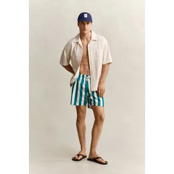 Pánské plavky PLAVKY GANT BLOCK STRIPED SWIM SHORTS AQUA BLUE