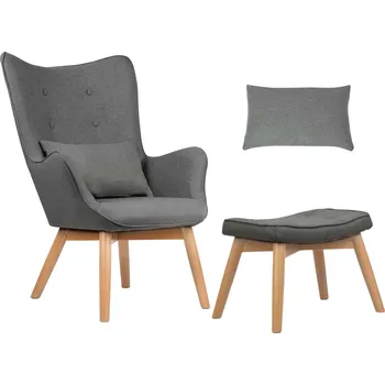 Křeslo Sofotel 2044 Křeslo ušák s podnožkou Norse, šedé