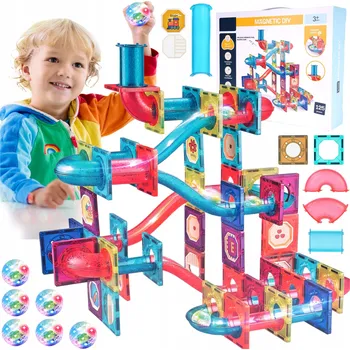 ostatní stavebnice Sada SVÍTÍCÍ magnetické stavebnice 3D DRÁHA S KULIČKAMI Stavební STAVEBNICE