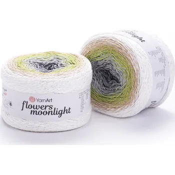 Yarn Art Příze Flowers Moonlight 3274 smetanová,světle hnědá,zelená,šedá