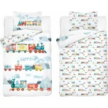 Detexpol Povlečení do postýlky 100x135 + 40x60 cm - Veselý vláček