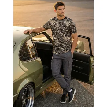 Sinsay - Bavlněné vzorované tričko - béžová - 276HL-02X - 276HL-02X-XL