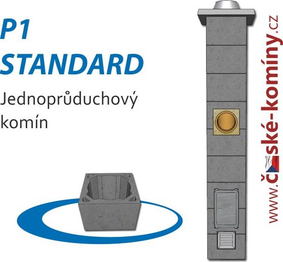 Komínová sestava STANDARD P1, 6 m, 180-90°, 1x čistič