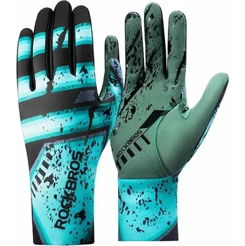 Sportovní chránič ROCKBROS Zimní cyklistické rukavice plné prsty L MODRÁ