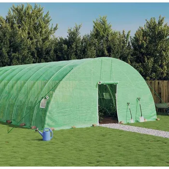 Skleník vidaXL Skleník s ocelovým rámem 96 m² 16 x 6 x 2,85 m [3188111] Barva: Zelená