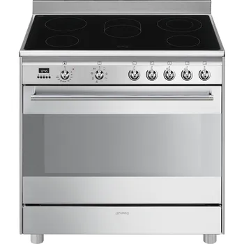 Varná deska Tento sporák Smeg kombinuje stylový estetický vzhled řady Classica s pohodlím horkovzdušná trouby a rychlé a přesné sklokeramické varné desky. Užijte si rovnoměrné rozložení tepla, parní čištění pro snadnou údržbu a energetickou účinnost a vařte jako prof