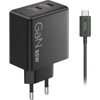 Lenovo Dual USB-C 65W GaN černý Napájecí adaptér, 2× USB-C, 65W GaN, 1,5m USB-C kabel, černý 40AW065BEU
