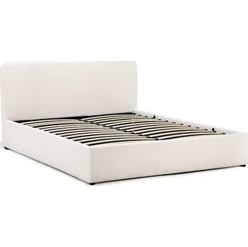 Postel Čalouněná postel NOKU 140x200 cm s roštem a úložným prostorem, bílá + vyzvednutí ZDARMA