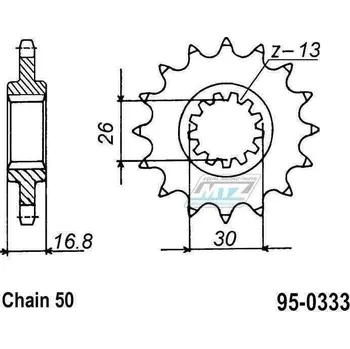 Kolečko řetězové (pastorek) 0333-14zubů MTZ - Honda CB900F Hornet+CB1000R+CBF1000F + CBR900RR+CBR929RR+CBR954RR Fireblade + CBR1000RR Fireblade+VTR1000F Firestorm+VTR1000SP + VFR750F Interceptor+VF750 HONDA CBF 1000 2006-2016