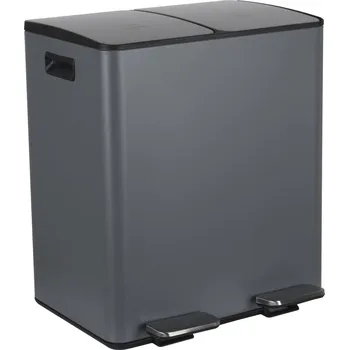Odpadkový koš Spirella pedálový odpadkový koš na tříděný odpad Aliya, matný šedý, ocel, 2 × 20 l