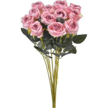 umělá květina Svazek dlouhých růží (12 ks) - růžová 50 cm