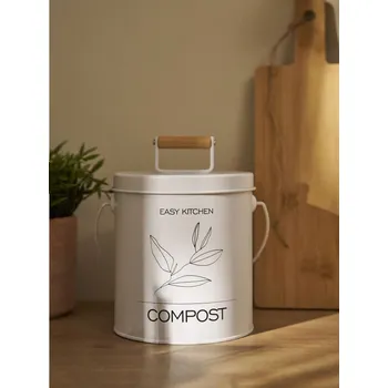 Dóza na potraviny Sinsay - Ocelová nádoba na kompost s víkem - bílá - 237HO-00X - 237HO-00X-ONE