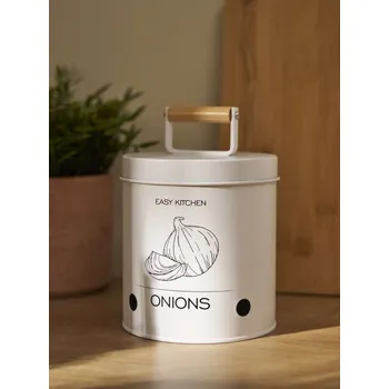 Dóza na potraviny Sinsay - Kovová nádoba na cibuli s víkem - bílá - 238HO-00X - 238HO-00X-ONE