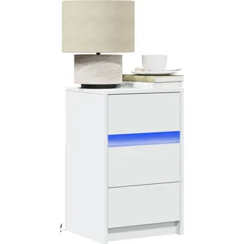 Noční stolek zahrada-XL Noční stolek s LED osvětlením bílý kompozitní dřevo 852012