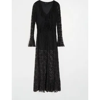 Dámské šaty Sinsay - Krajkované maxi šaty s volány - černá - 195GY-99X - 195GY-99X-XL