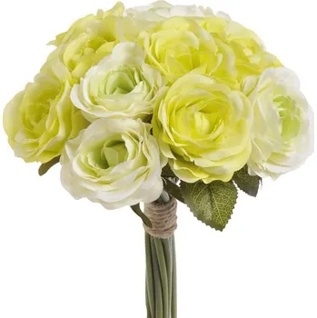 umělá květina Svazek umělých růží 12 ks - mix zelená