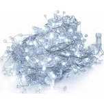 DECOLED Eco Fix světelný řetěz venkovní 8 m s krystalky, ledově bílá s FLASH, 80 diod, čirý kabel IP44, propojitelný