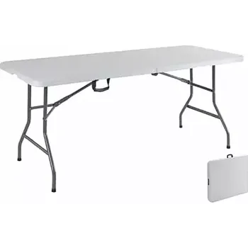 Zahradní nábytek Barva: Bílá Základna: kovový profil, práškově lakovaný (pro 8-10 osob, skládá se do kufříku) Vybraná velikost: 180x74 cm Záleží nám na životním prostředí - vrchní díl je vyroben z 20 % z recyklovaného materiálu.