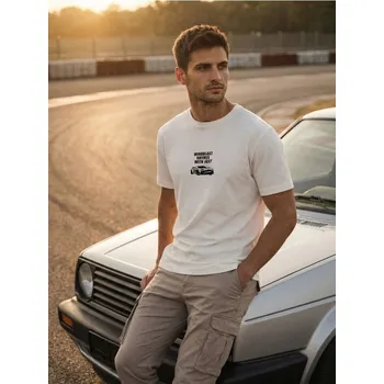 Sinsay - Bavlněné tričko s nápisem - krémová - 246HL-01X - 246HL-01X-M