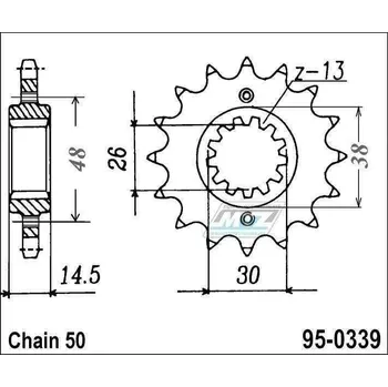 Kolečko řetězové (pastorek) 0339-18zubů MTZ - Honda CB750SC Night Hawk + CB750F + CBX750F + VFR750F Interceptor + VFR800F + VFR800X + VFR800F1 + CB900F + CB1000F + CBR1000F + VF1000 + CB1100R + CBR110 HONDA VF 1000 F 1984-1986