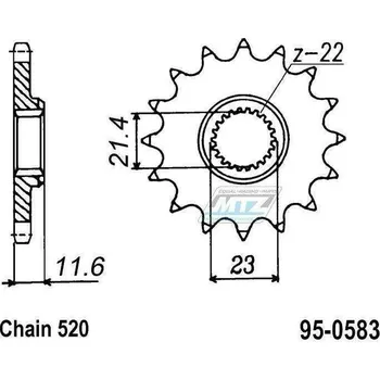 Kolečko řetězové (pastorek) 0583-13zubů MTZ - Yamaha TTR250 + TT250R + TT250RLW 95-0583-13