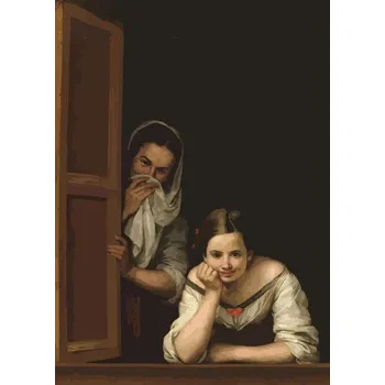 Obraz Dekorativní plakát dvě smějící se ženy 20 x 30 cm Vtipný obraz na WC Bavlněné plátno bez rámu Stylová nástěnná dekorace