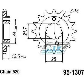Kolečko řetězové (pastorek) 1307-14zubů MTZ - Honda XR650R + Kawasaki ZX6R Ninja + ZX6RR Ninja 95-1307-14