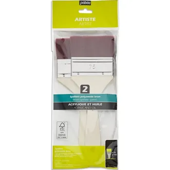 Umělecký štětec Pébéo sada 2× spalter plochý 100 mm, polyamid | spalter 100 mm sada 2 ks, plochý štětec na akryl olej lakování, základování, pozadí, FSC rukojeť
