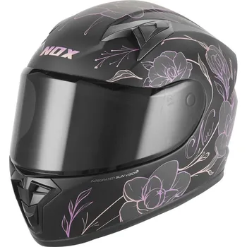 Helma na motorku Dětská integrální helma na motorku NOX N731 Spring matná černo-růžová XL