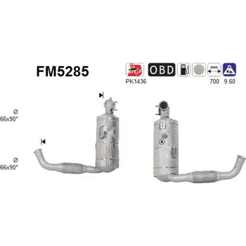 Filtr pevných částic Filtr sazových částic, výfukový systém AS FM5285